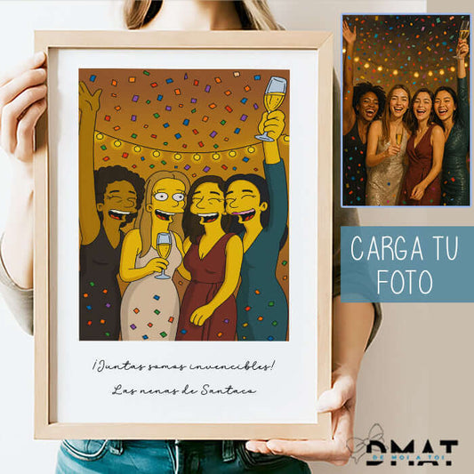 Set de regalos personalizados con ilustración tipo Simpsons para amigas