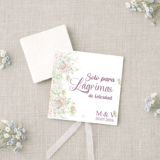 lágrimas de felicidad para boda personalizadas con diseño floral 