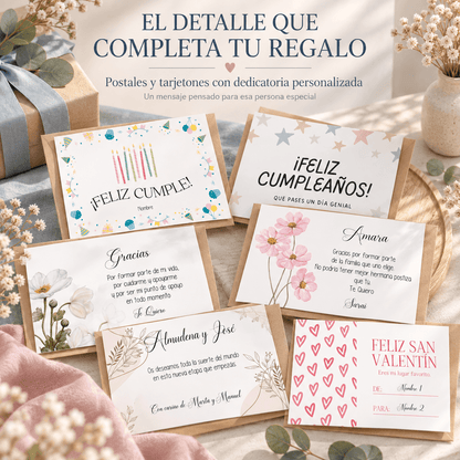 Tarjetón A5 personalizado con dedicatoria · complemento perfecto para tus regalos · De Moi à Toi