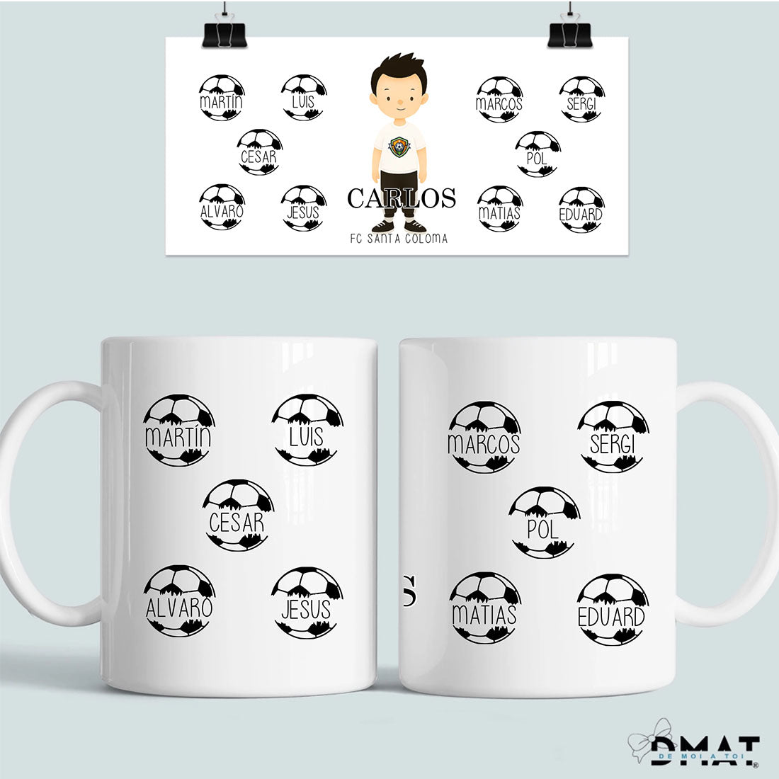 taza equipo de fútbol con nombres – regalo personalizado club 