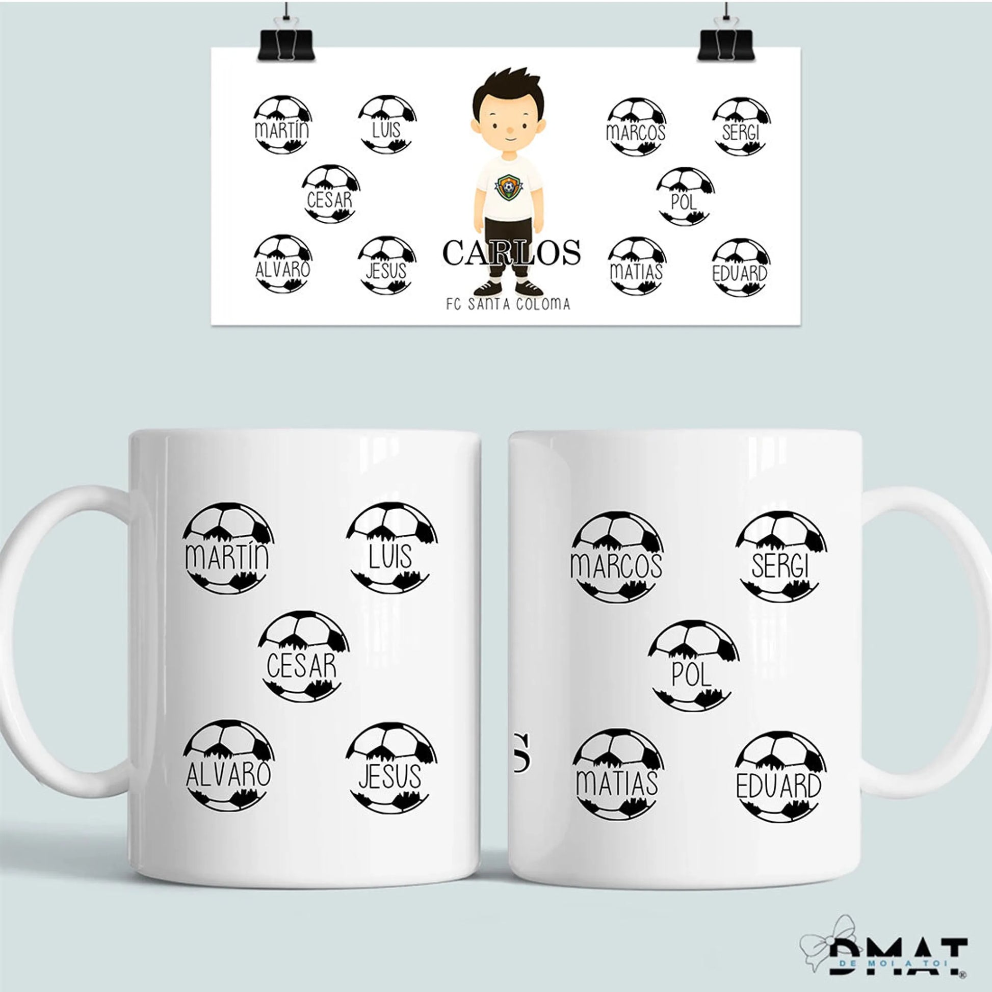 taza equipo de fútbol con nombres – regalo personalizado club 