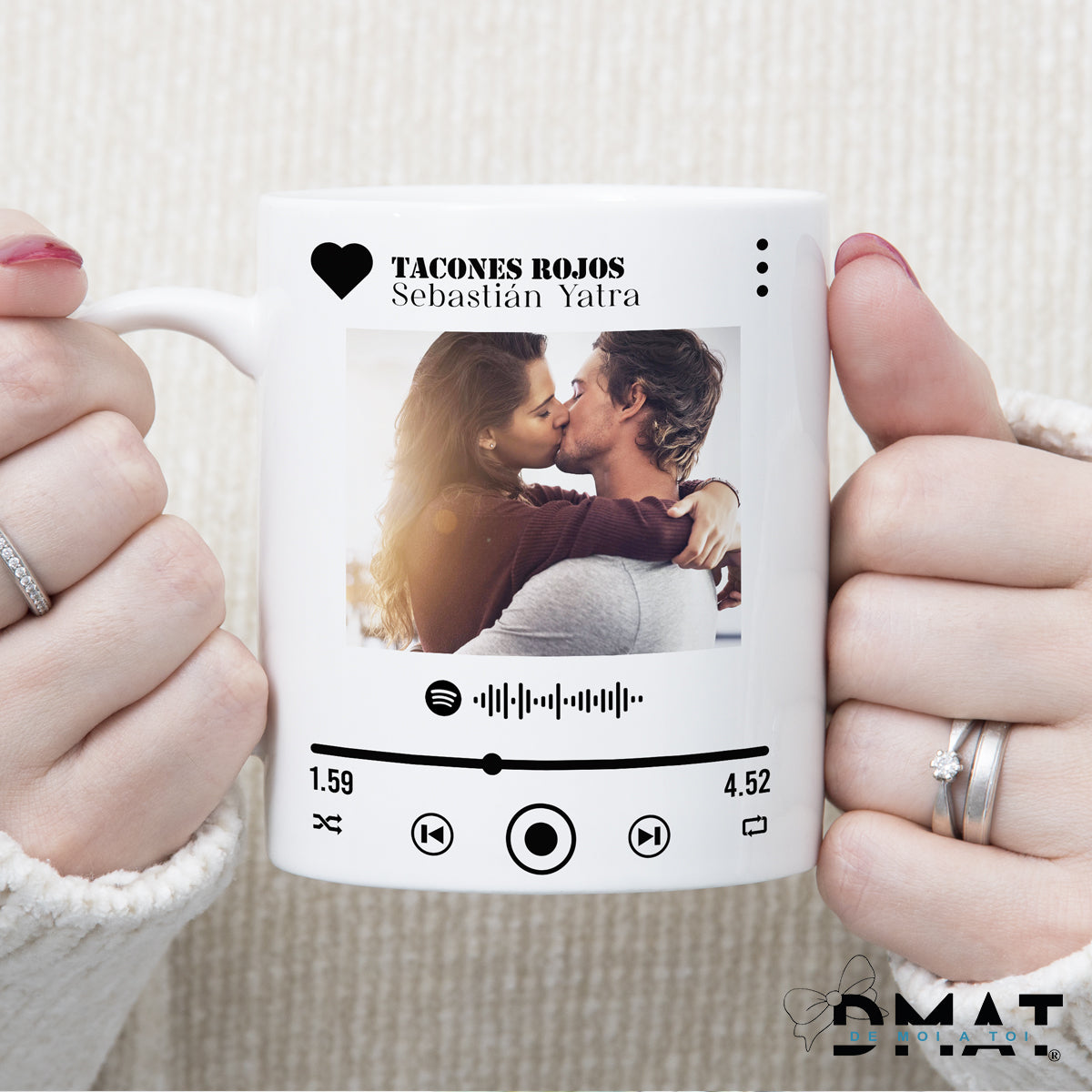 Taza personalizada con foto y código spotify - de moi a toi