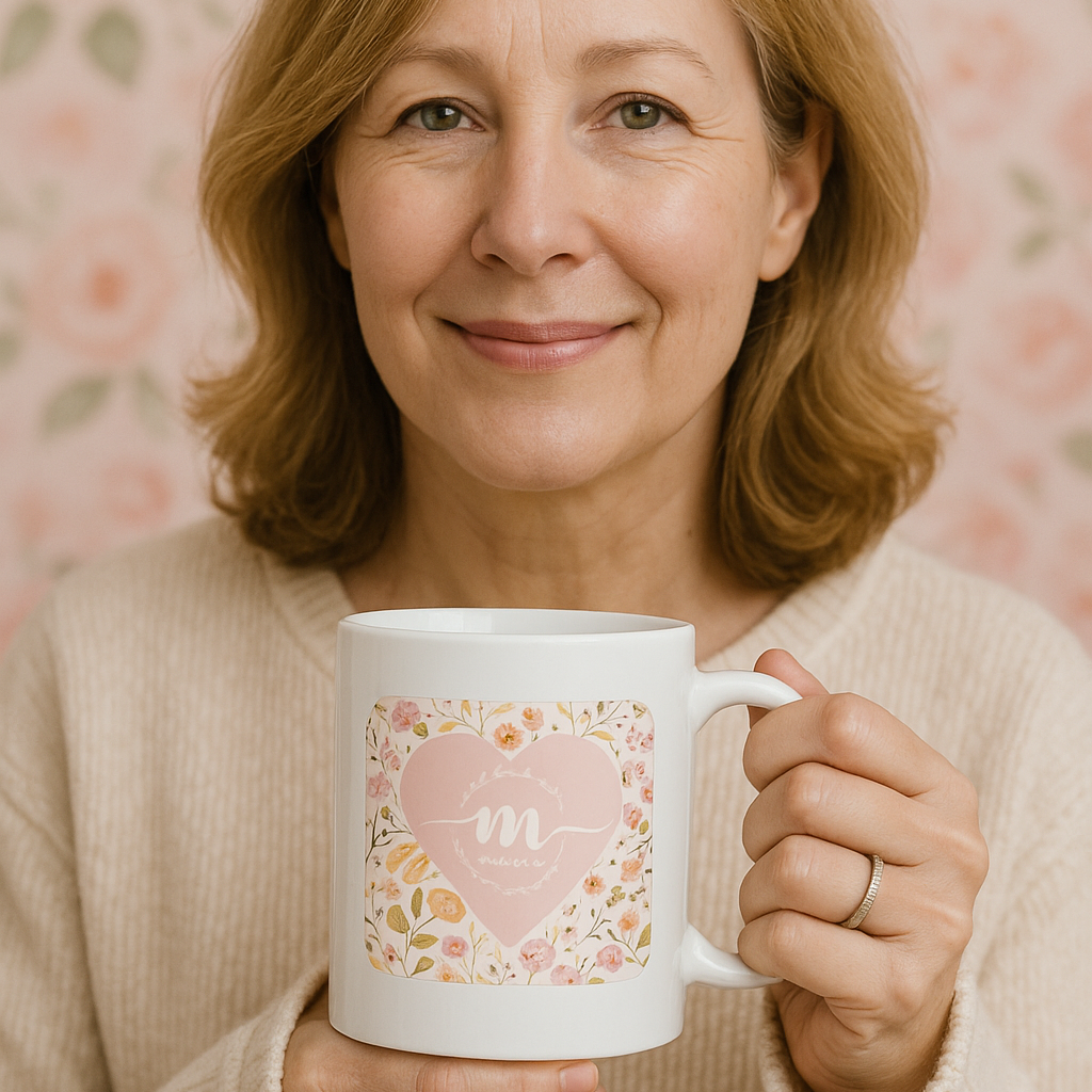 Taza de cerámica floral personalizada para mamá
