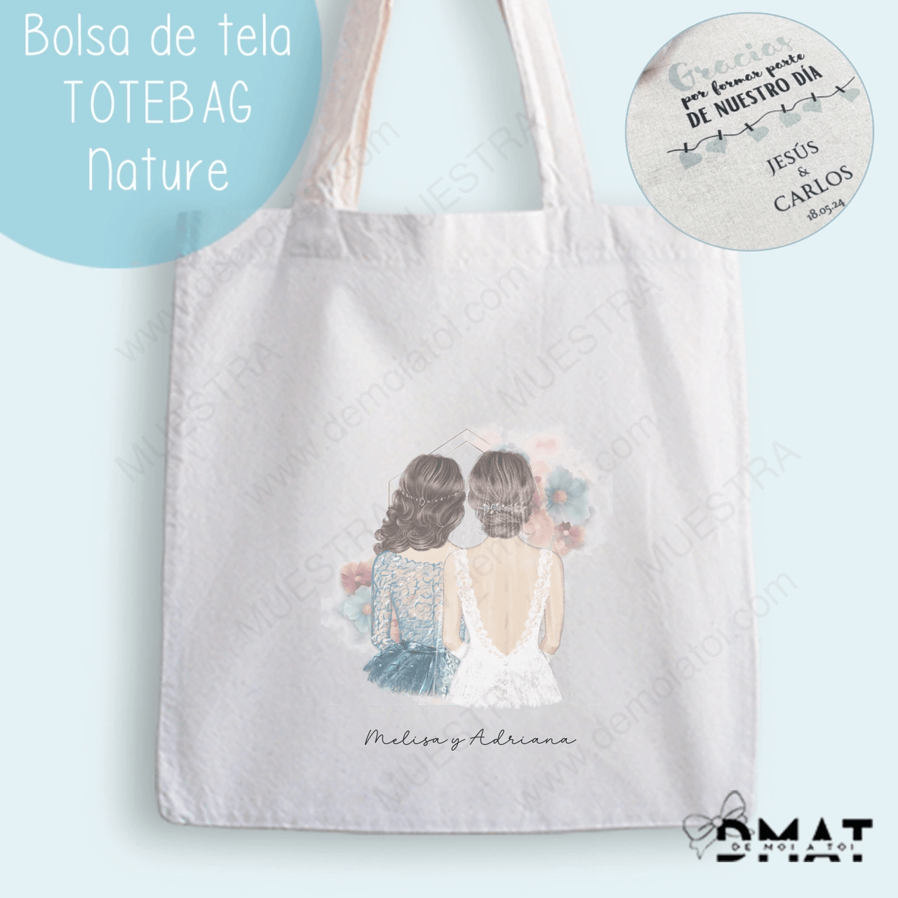 tote bag personalizada ilustraciones damas de honor boda
