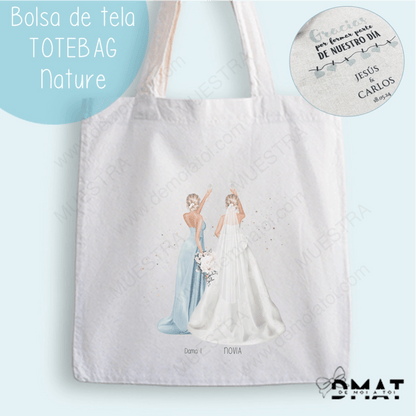 bolsa tela personalizada amigas de la novia ilustración editable
