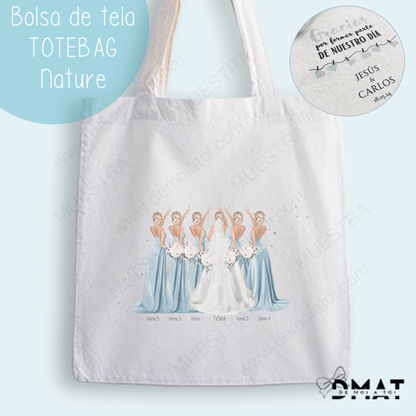 tote bag ilustración damas de honor editor en vivo
