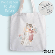 bolsa tela personalizada novios y familiares ilustración boda
