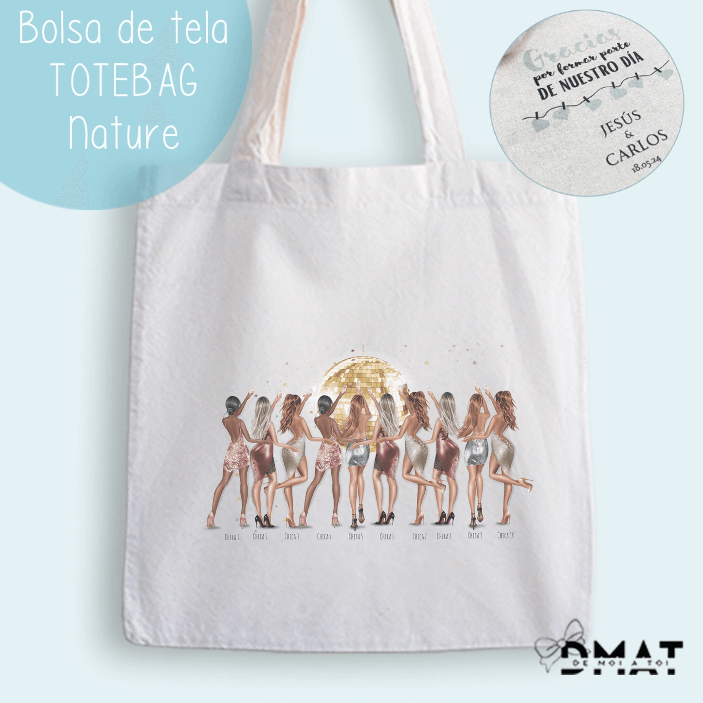 tote bag personalizada ilustraciones damas de honor boda

