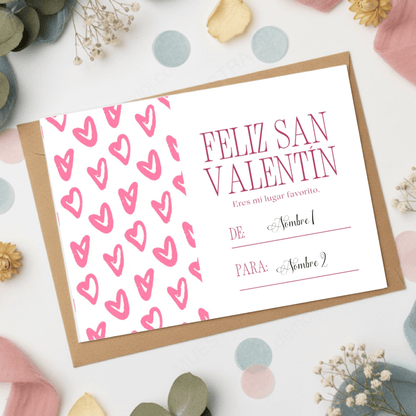 Postal de San Valentín personalizada con nombres para completar un regalo