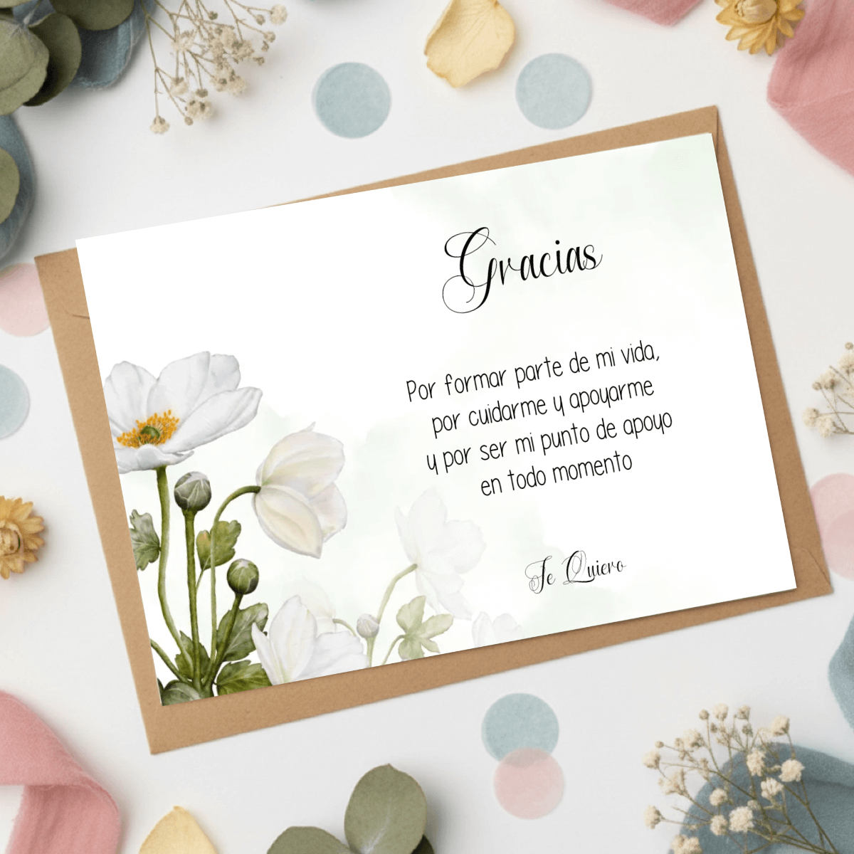 Tarjeta agradecimiento y dedicatoria con editor en vivo