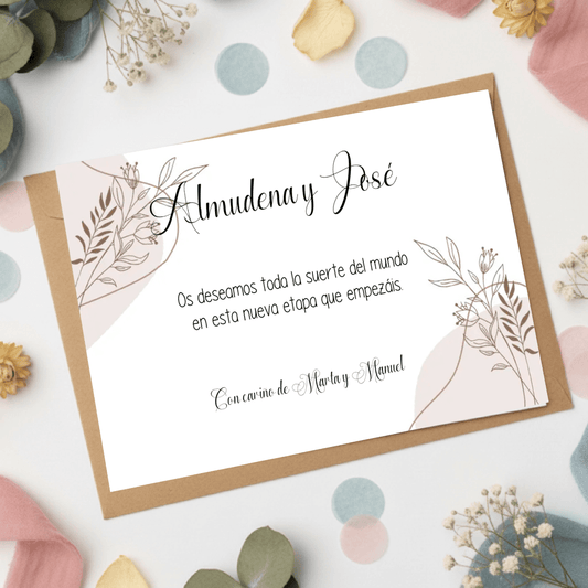 Tarjeta agradecimiento personalizada con sobre