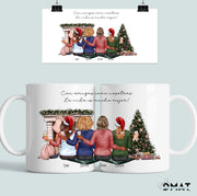 Taza personalizada para grupo de amigas como regalo original de navidad con ilustración editable