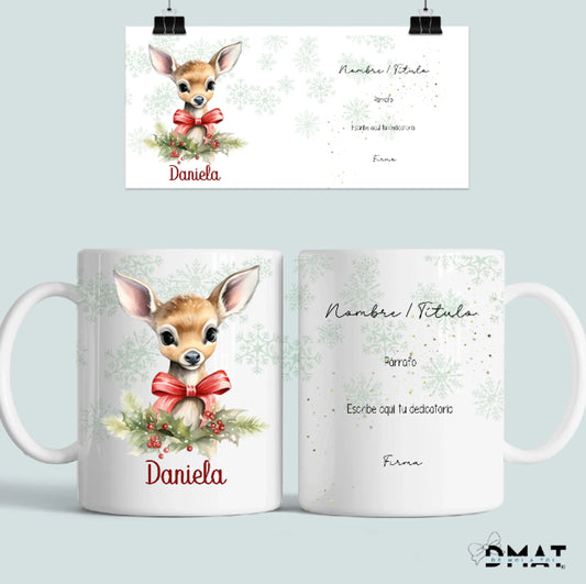 Taza personalizada regalo navidad con nombre y dibujo 