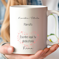 Taza con dedicatoria personalizada y editor en vivo