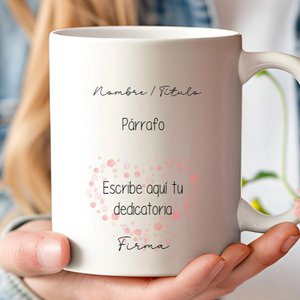 Taza con dedicatoria personalizada y editor en vivo