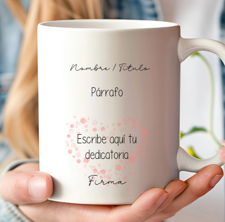 Taza con dedicatoria personalizada y editor en vivo
