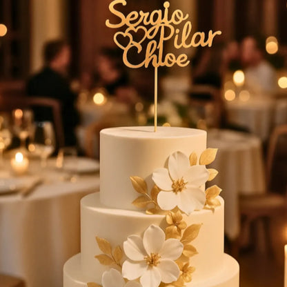 TOPPER CON NOMBRES PERSONALIZADOS PARA TARTA