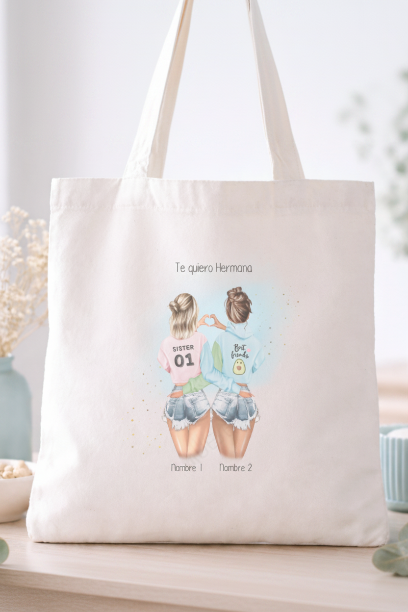 Totebag personalizada con ilustración editable de amigas como regalo práctico 