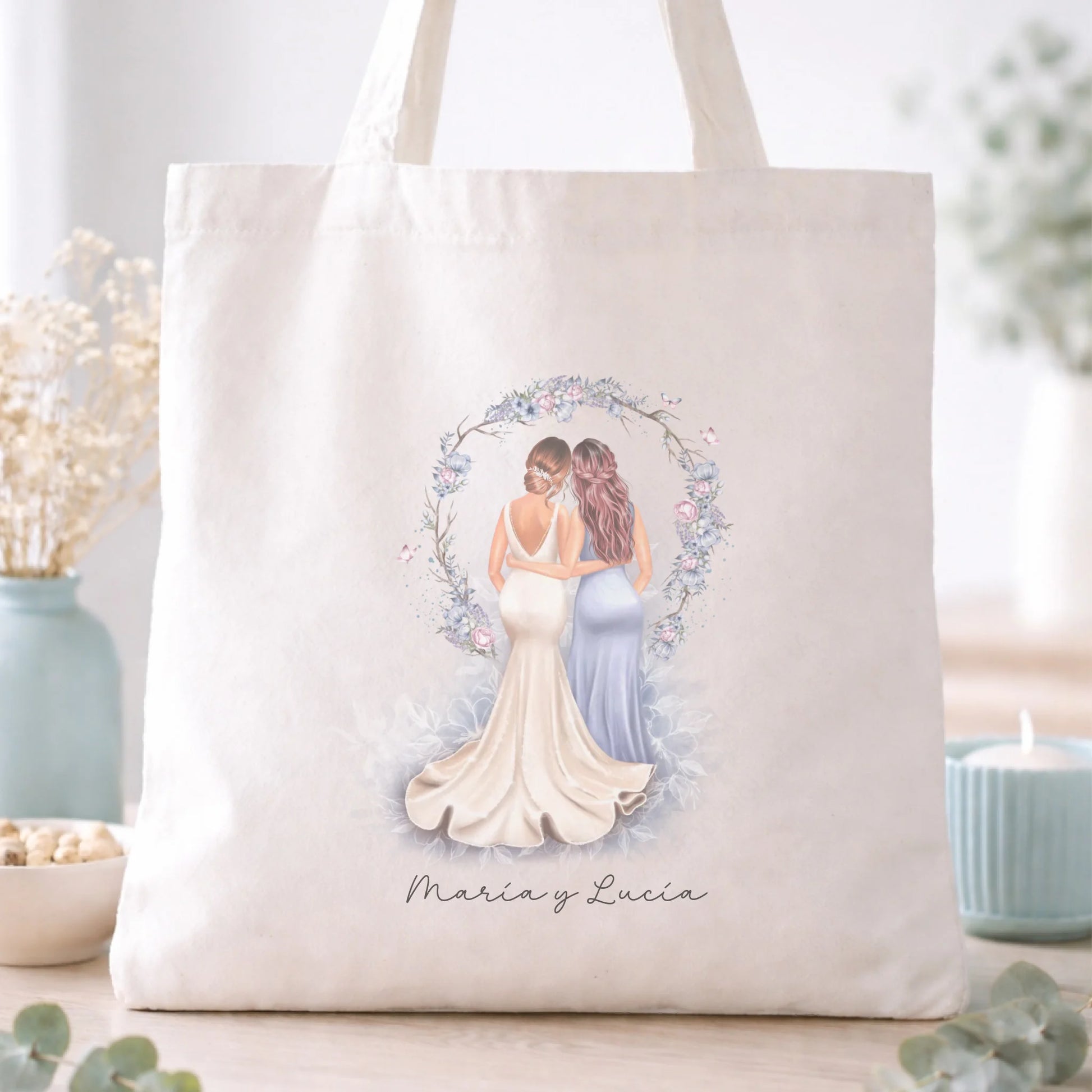 Totebag personalizada con dedicatoria para damas de honor – Regalo de boda