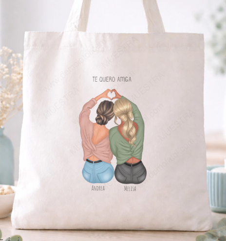 Totebag impresa con ilustración como regalo original y práctico para amigas y hermanas