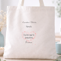 Totebag personalizada con dedicatoria para regalar a amigas y compañeras
