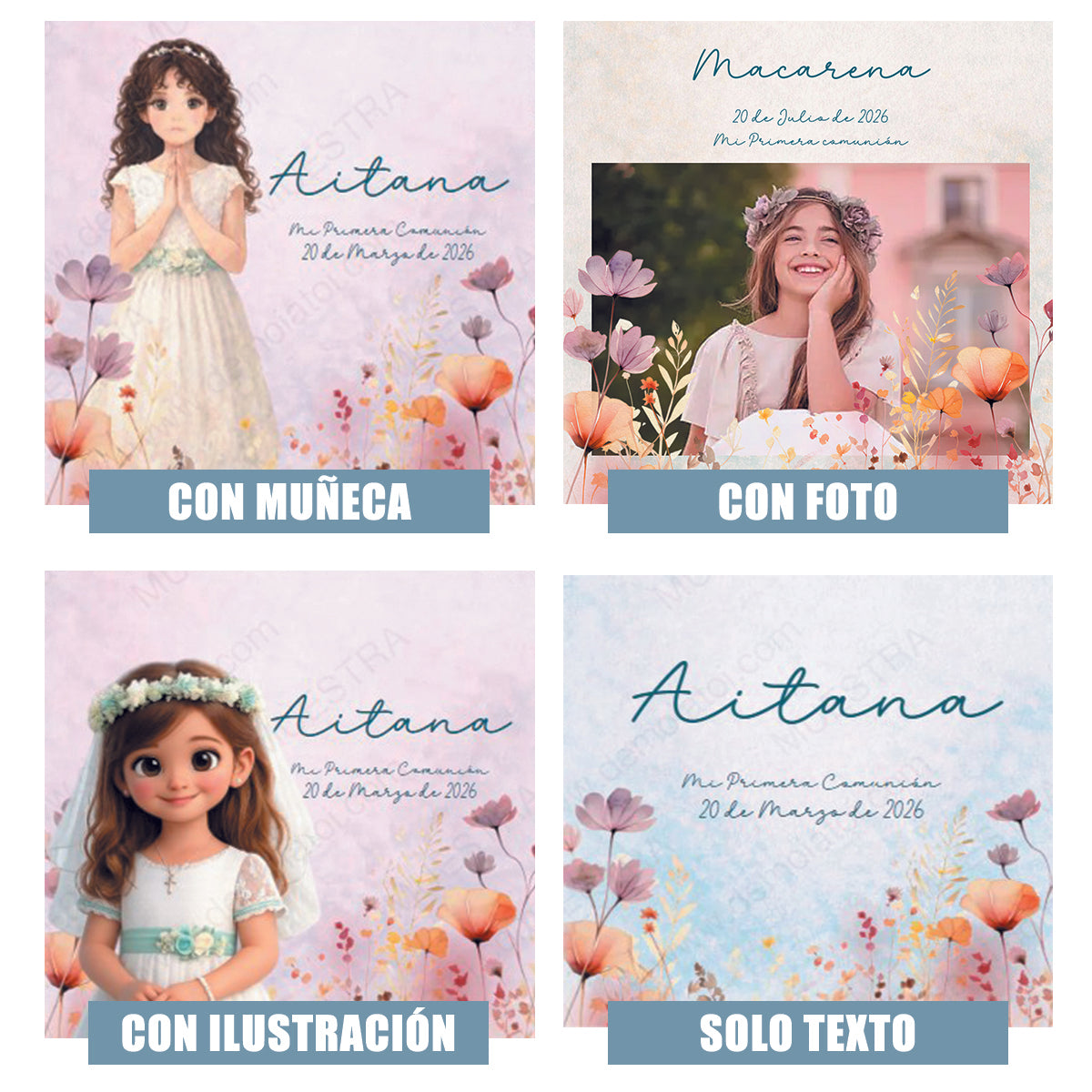 detalles de comunión personalizados con diseños editables online y fotografía