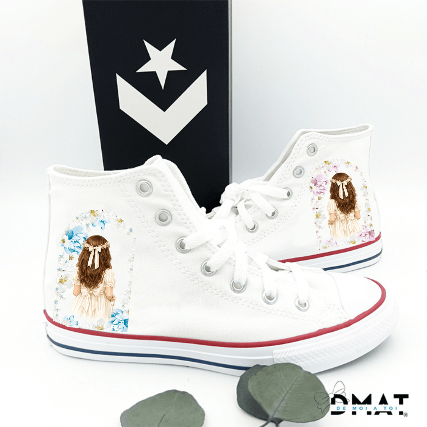 ZAPATILLAS CONVERSE PERSONALIZADAS COMUNIÓN NIÑA CON NOMBRE Y DIBUJO