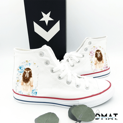 ZAPATILLAS CONVERSE PERSONALIZADAS COMUNIÓN NIÑA CON NOMBRE Y DIBUJO