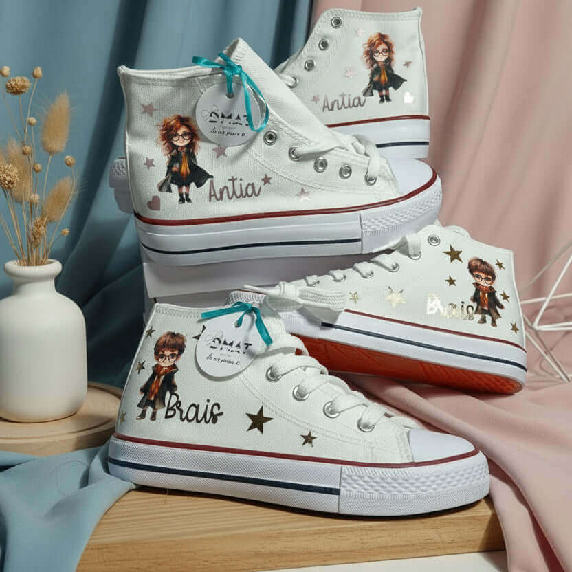 Zapatillas personalizadas para comunión diseño harry potter y hermione