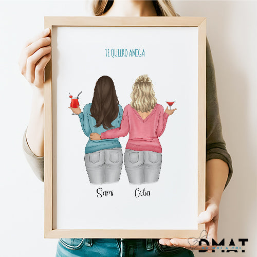 Ilustración amigas personalizada online - De moi a toi