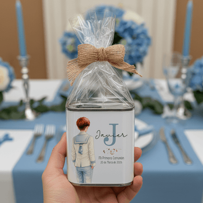 Aceite de oliva personalizado como detalle de invitados de comunión