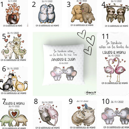 Cojín personalizado yo estuve en la boda de... (Animalitos)