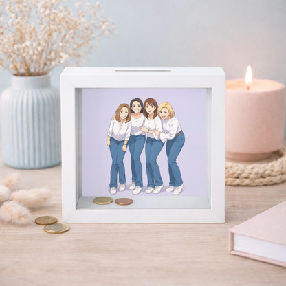 Hucha personalizada con caricatura estilo anime desde foto