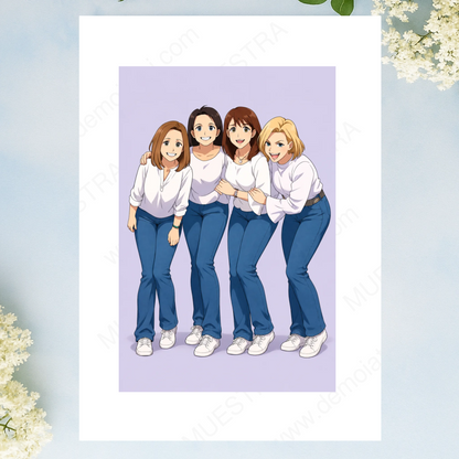 Lámina personalizada con caricatura estilo anime desde foto, impresión completa