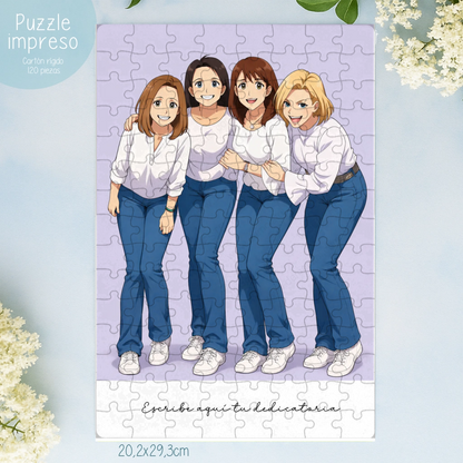 Puzzle personalizado con caricatura estilo anime desde foto y dedicatoria