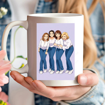 Taza personalizada con caricatura estilo anime desde foto, sostenida en la mano