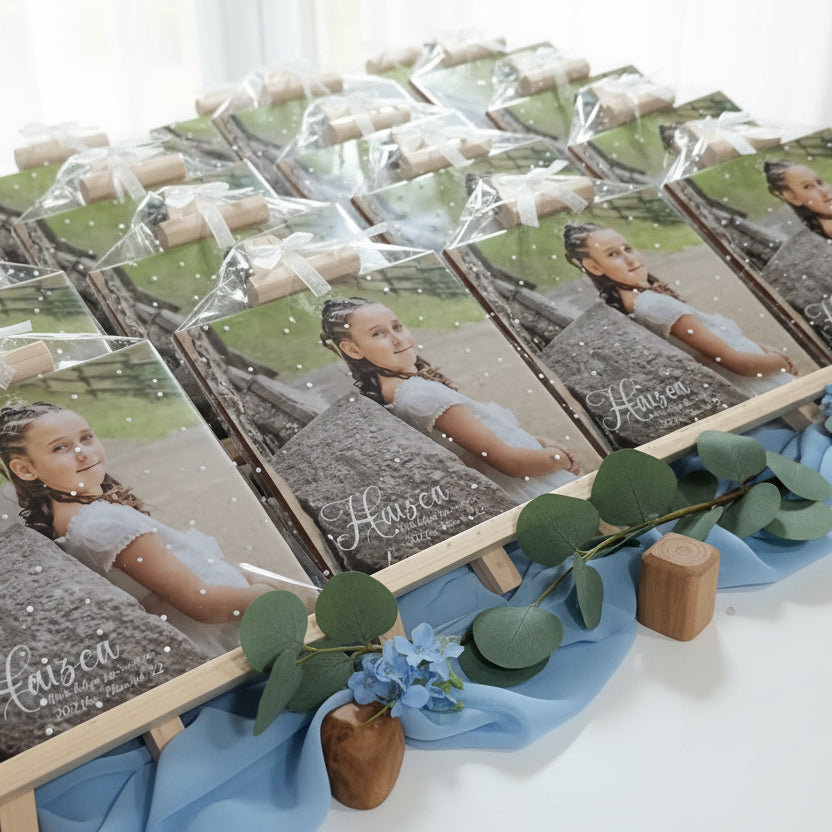 Azulejo de comunión personalizado con fotografía nombre y fecha