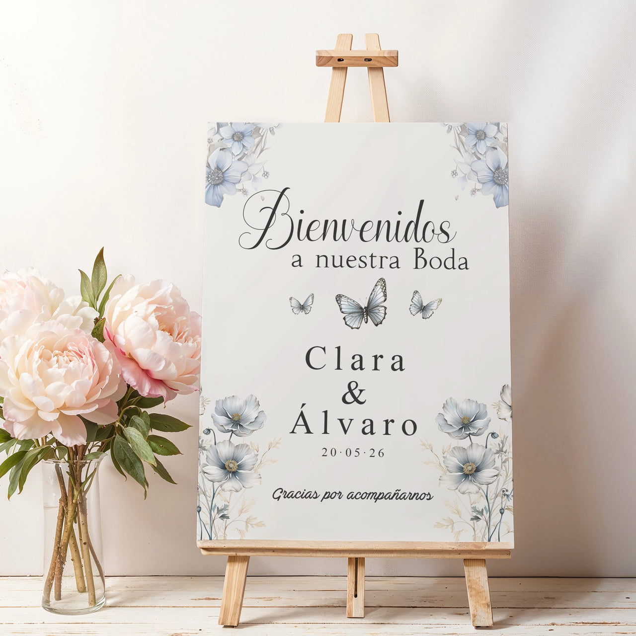 Cartel personalizado boda - Mariposas Azules