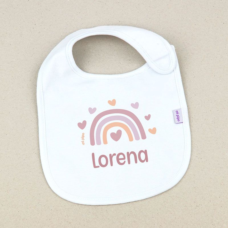 Babero personalizado con nombre para bebé, práctico y original