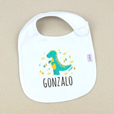 Babero ecológico y personalizado con nombre para bebé recién nacido.