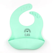 Baberos de silicona personalizados con nombre, resistentes, útiles y elegantes.