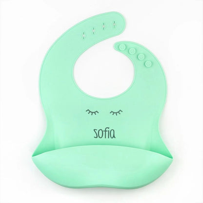 Baberos prácticos de silicona personalizados, con nombre y tonos a elegir.
