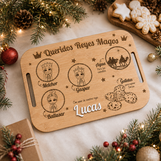 Bandeja navideña personalizada – Reyes Magos, Papa Noel o Caga Tió