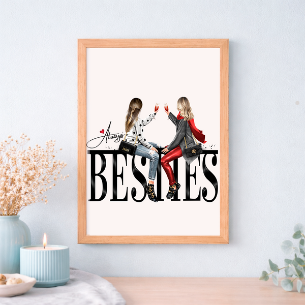 Cartel personalizado ilustración amigas y compañeras 