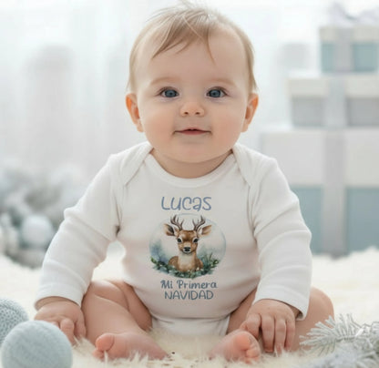 Body personalizado Mi Primera navidad- Ciervo -En estuche de regalo