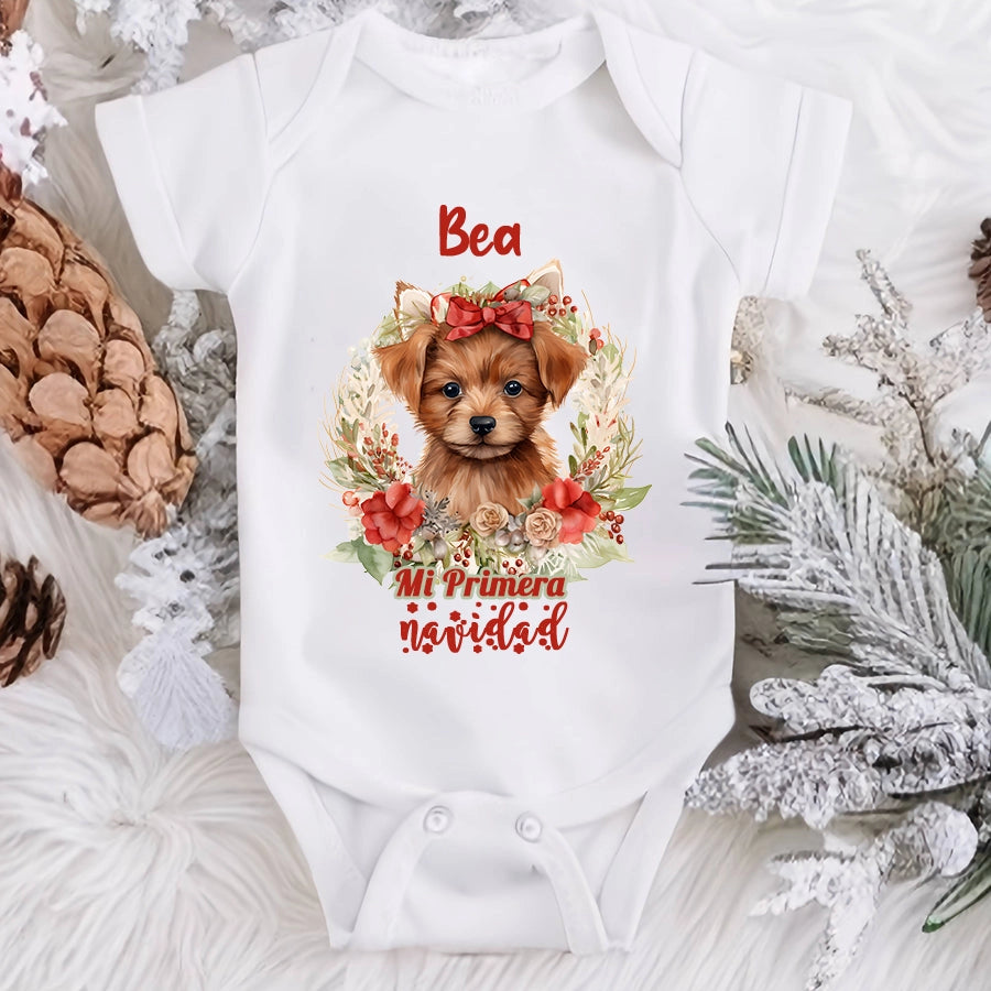 Regalo de navidad para bebé y embarazada - body personalizado perrito mi primera navidad - DMAT