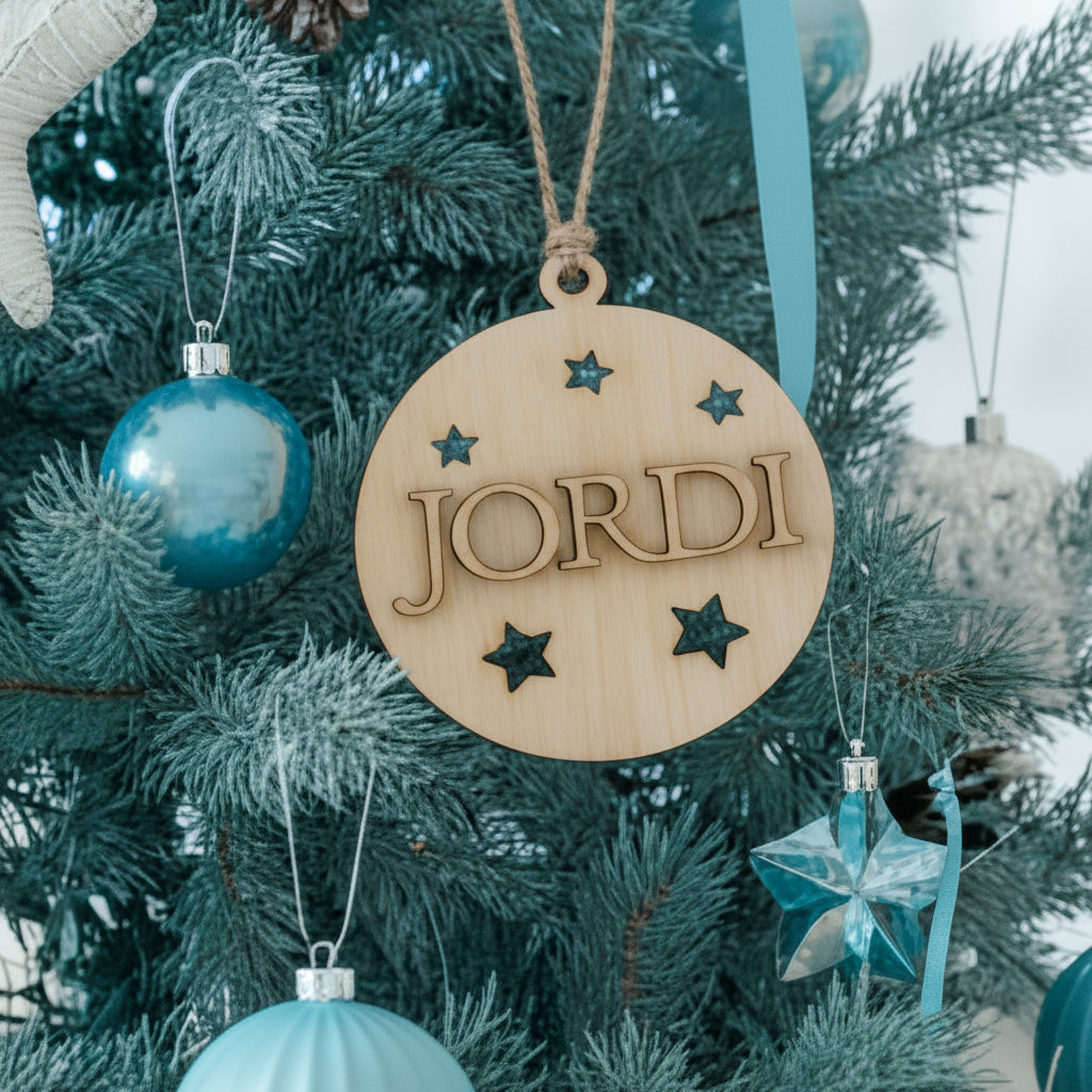 Bola de navidad de madera personalizada con nombre - de moi a toi
