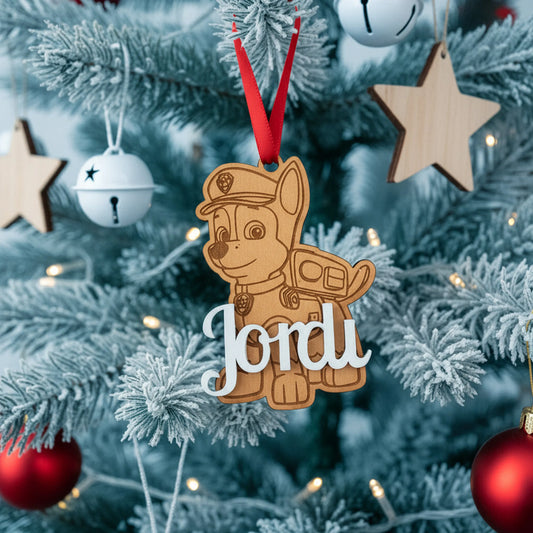Decoración navideña  de madera patrulla canina con nombre - de moi a toi
