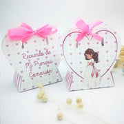 Cajas para detalles de comunión niña forma corazón (12 uds) - Regalo original personalizado - DE MOI À TOI