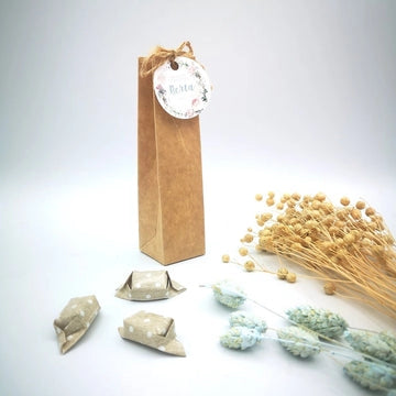 Cajita kraft con caramelos topos como detalle de invitados - Regalo original personalizado - DE MOI À TOI